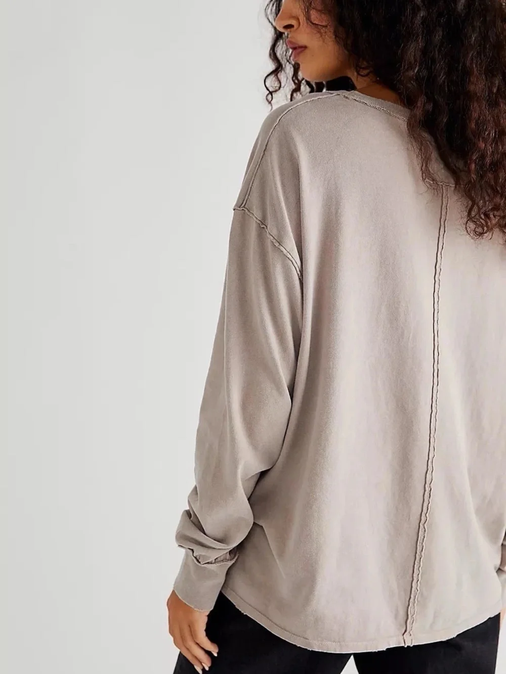 Free People We The Free Etherea Long Sleeve Fade Into You Relaxed Tee XL New